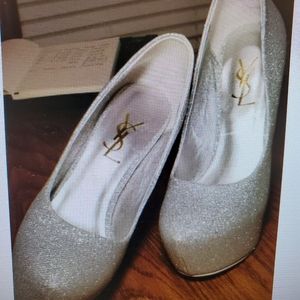 YSL Silver High Heels size 9